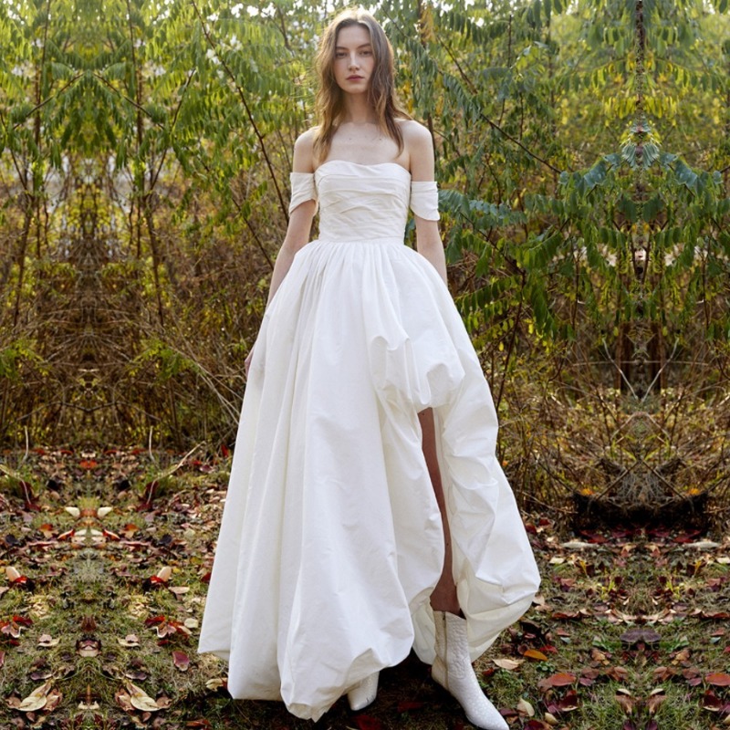 Photography Wedding - ワンショルダーストラップレスシンプルウェディングドレス2026新作ニッチ旅行写真撮影用ライトウェディングドレスウェルカムドレスエレガント