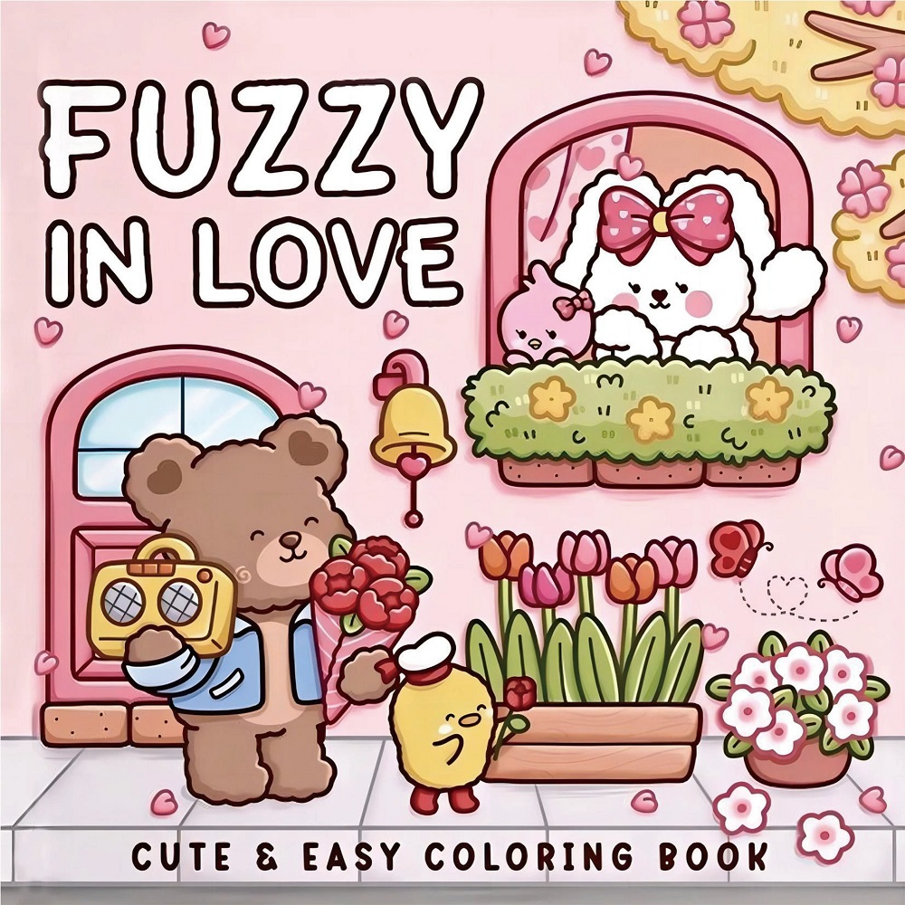 Photography Of Book - FUZZY IN LOVE 大人向けの大胆で簡単なパターンの塗り絵 かわいい描画ブック パーティーや誕生日に最適なギフト