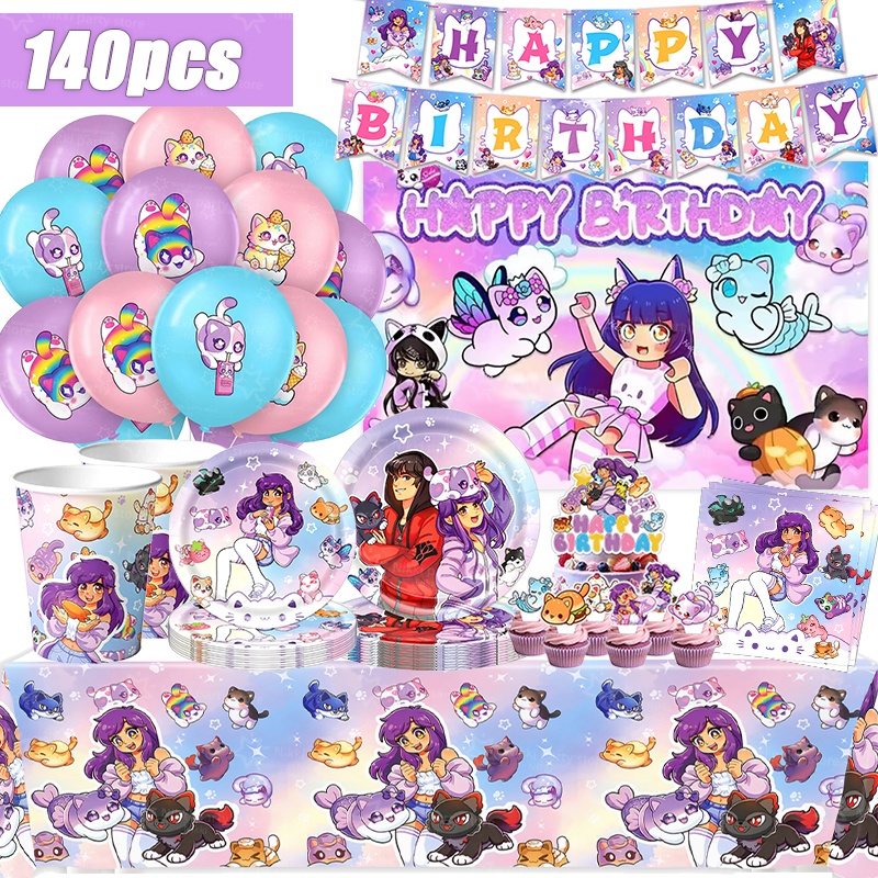 Photography Award - Aphmau 誕生日デコレーション ピンク ビデオゲーム パーティー記念品 ステッカー