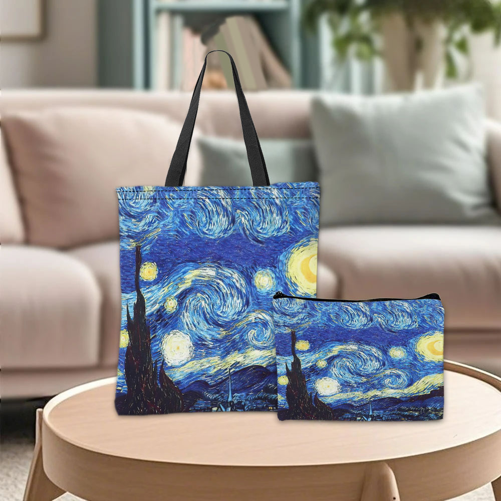 Photography Hobby - ゴッホシリーズ トートバッグ 化粧ポーチ 油絵 星月夜 ひまわり