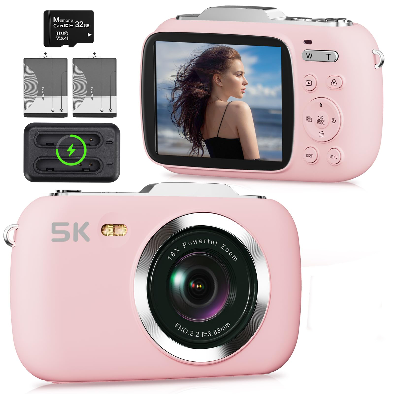 Photography Nature Images - 5K 80MPデジタルカメラ セルフィー用 18倍ズーム Vlogビデオレコーダー 4Kビデオカメラ