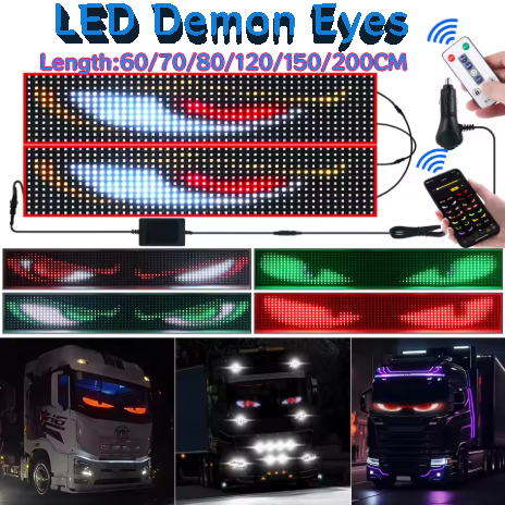 Pixel Art Led Panel - LEDデビルアイアンビエントライト フレキシブルウィンドシールドピクセルパネル アプリ制御 カスタムテキストアニメーション 音楽同期 車