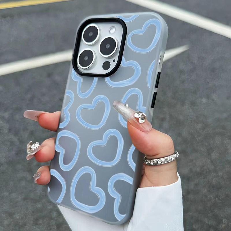 Photography Hobby - かわいい油絵風ハート柄のiPhoneケース（iPhone 17、16、15、14、13、12、11 Pro Max、XS、X、XR、7、8Plus、16E Air対応）耐衝撃カバー