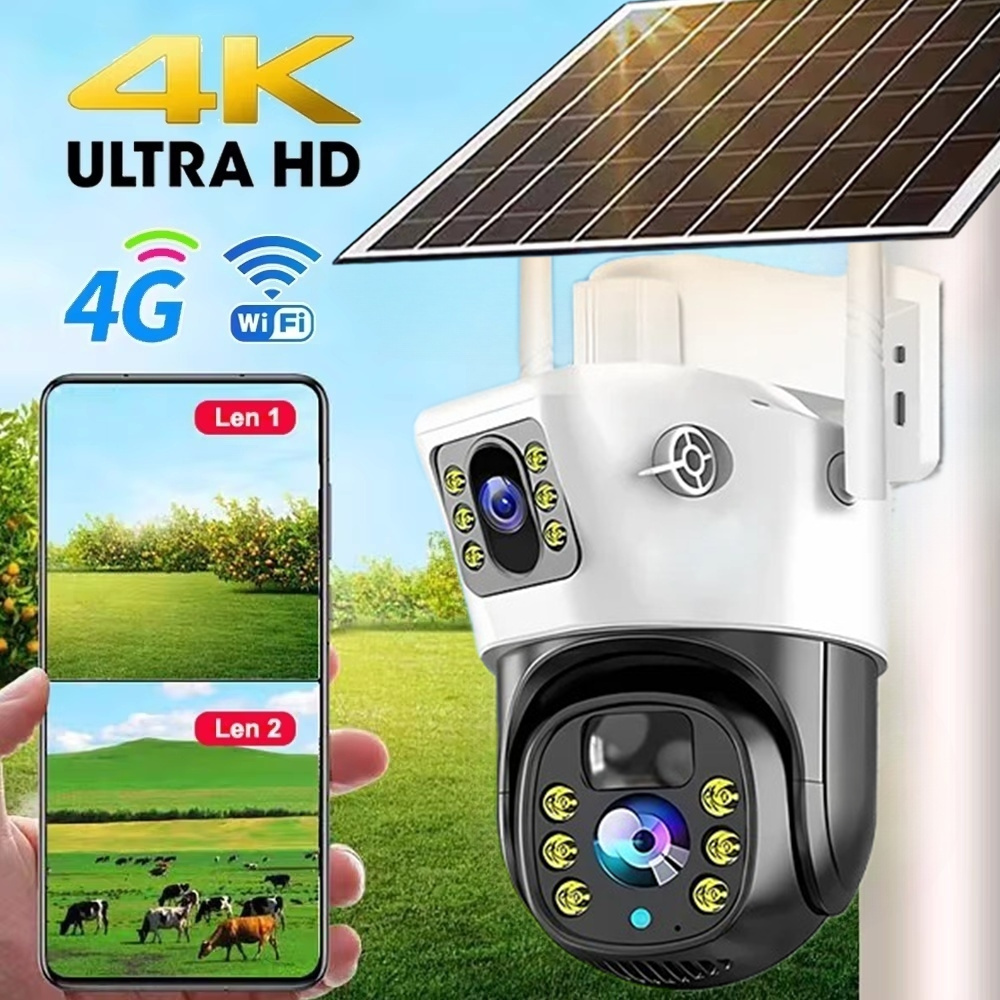 Photography Term - 4G/WiFiソーラーカメラ デュアルレンズ 屋外 8MP 4K 低電力バッテリー