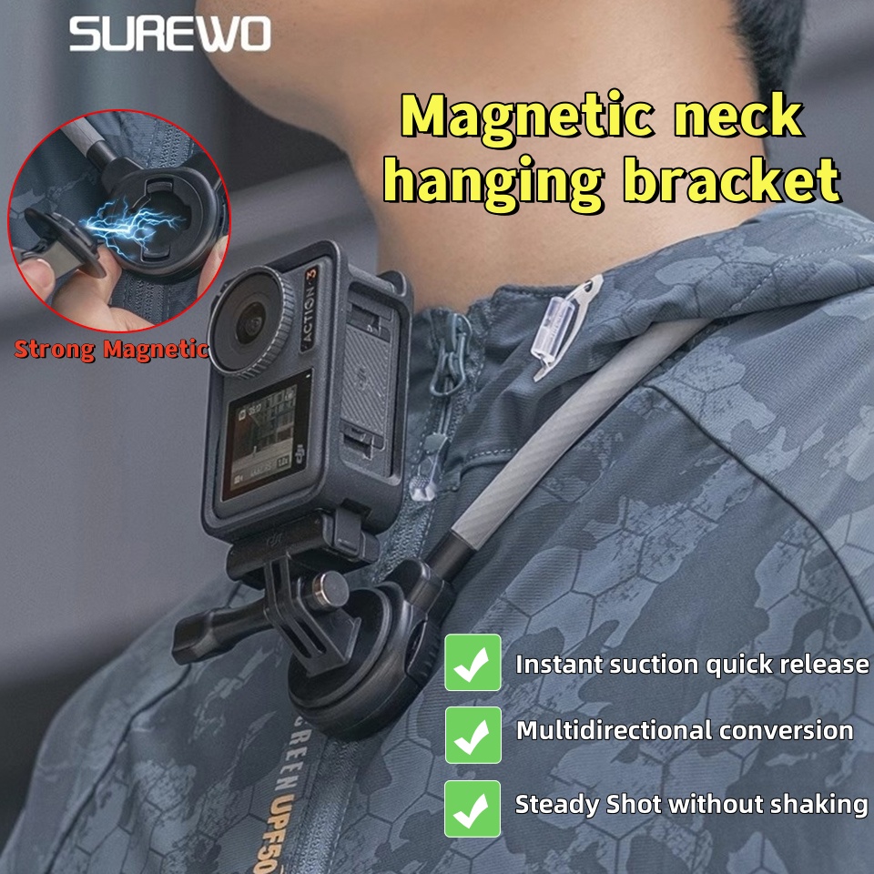 Surewo-磁気クイックリリースネックマウント,gopro - Gopro Action Camera Hero 12 Black のレビューと価格