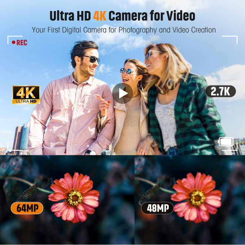 4Kデジタルカメラ 64MP 写真撮影 オートフォーカス デ - Photography Nature Images のレビューと価格