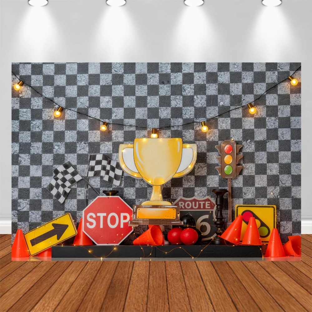 スピードレース競技をテーマにしたバナー装飾背景、子供の誕生日 - Photography Competition のレビューと価格