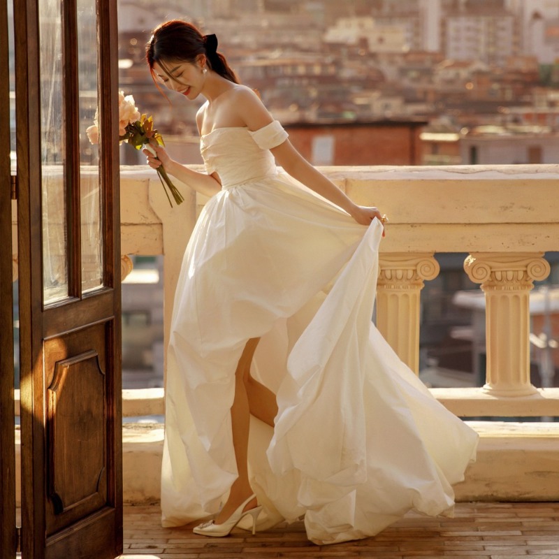 ワンショルダーストラップレスシンプルウェディングドレス202 - Photography Wedding のレビューと価格