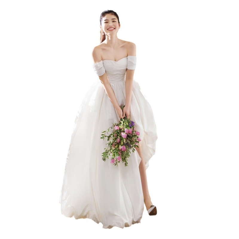 ワンショルダーストラップレスシンプルウェディングドレス202 - Photography Wedding のレビューと価格