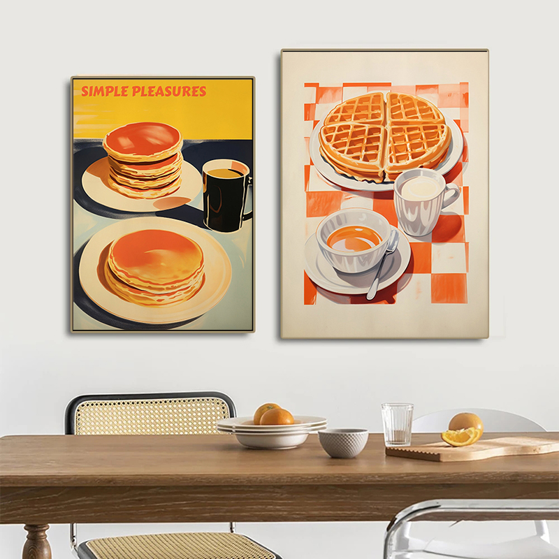 ヴィンテージフードポスター卵ベーコンスパゲッティパンケーキシ - Photography Of Food のレビューと価格
