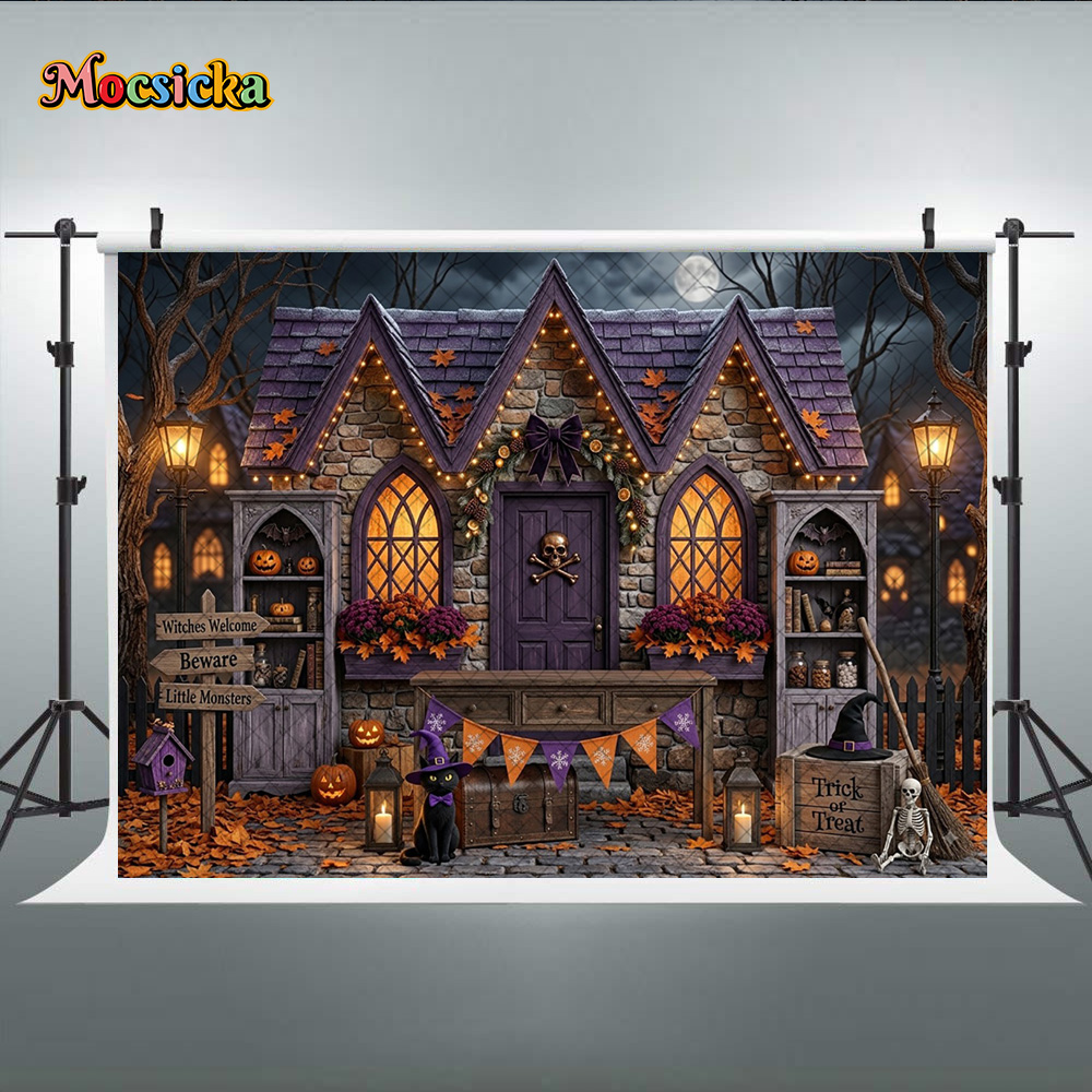 モクシカ写真撮影用背景幕 ハロウィン ストーンウィッチ ハウ - Photography Trick のレビューと価格