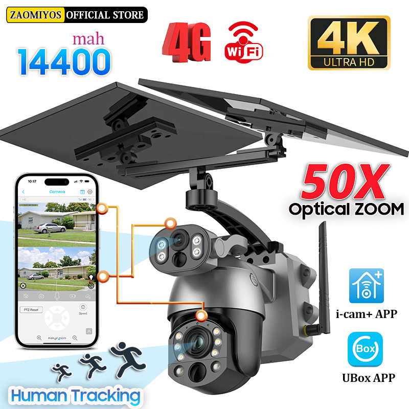 ソーラーIP屋外監視カメラ,デュアルレンズ,暗視,pir,c - Photography Term のレビューと価格