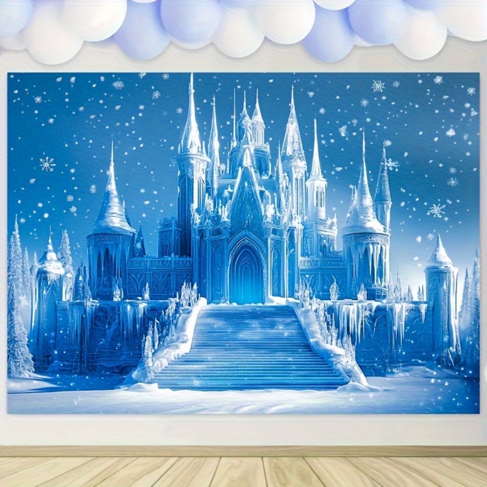 雪にインスパイアされた冬の城の背景、休日のパーティーやイベン - Photography Term のレビューと価格