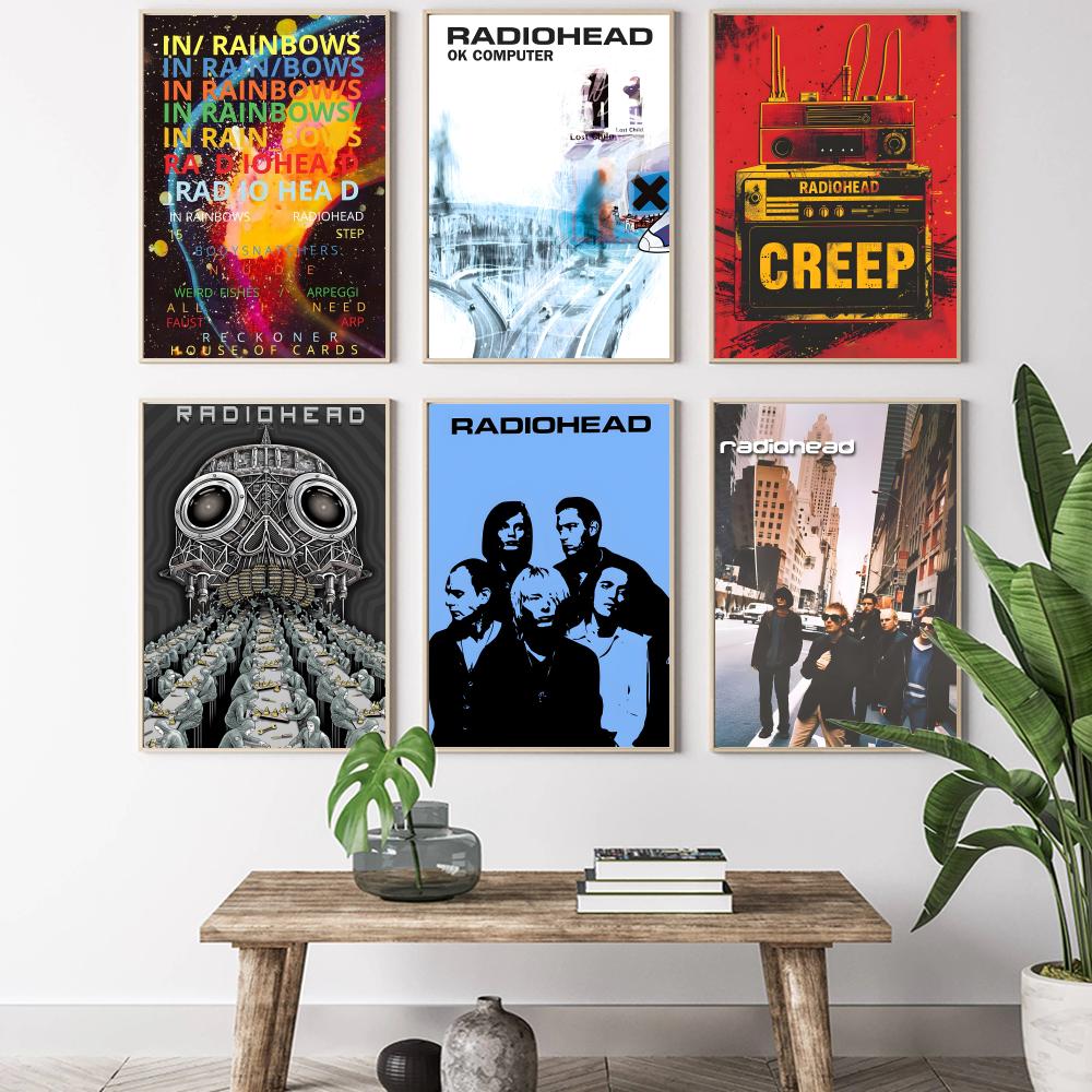 R-ラジオヘッドバンドレインボー絵画書道HDキャンバスポスタ - Photography Hobby のレビューと価格