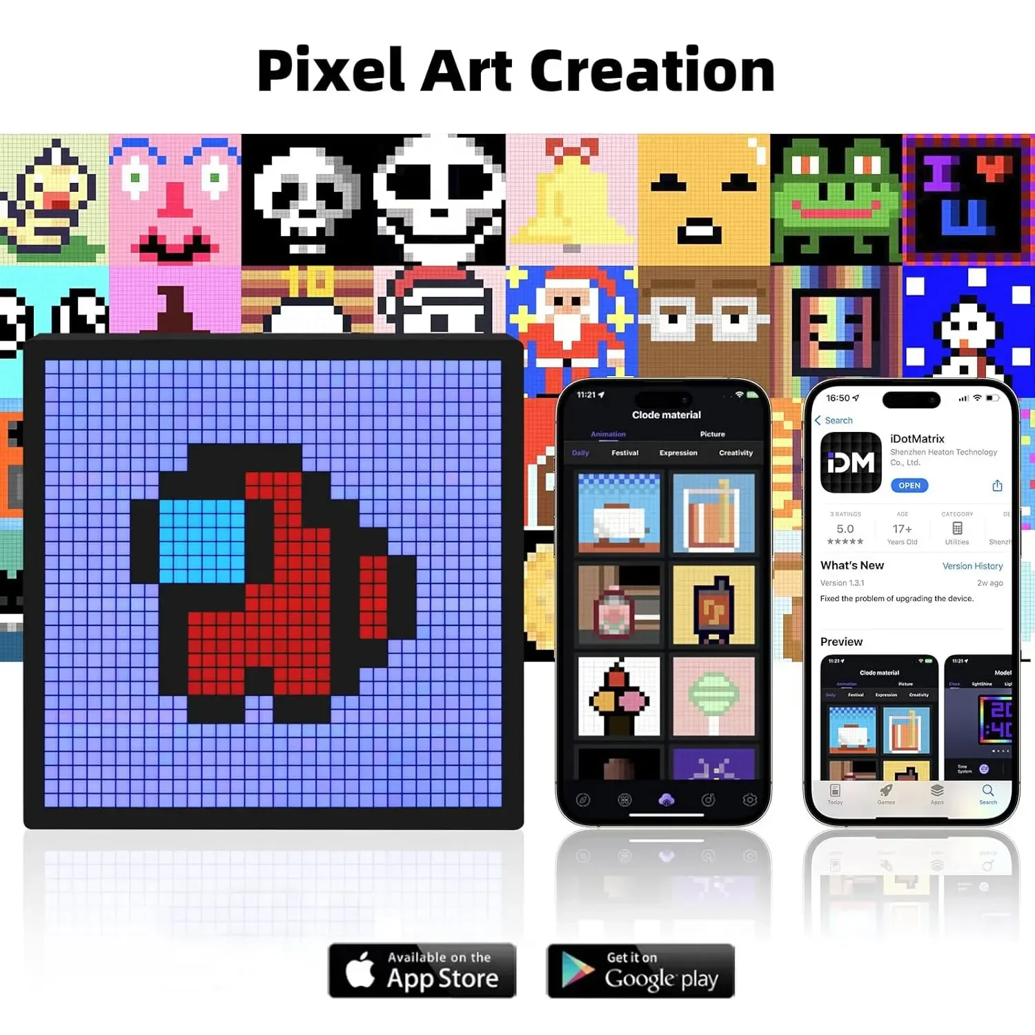 スマートLEDマトリックスピクセルディスプレイ RGB DI - Pixel Art Led Panel のレビューと価格