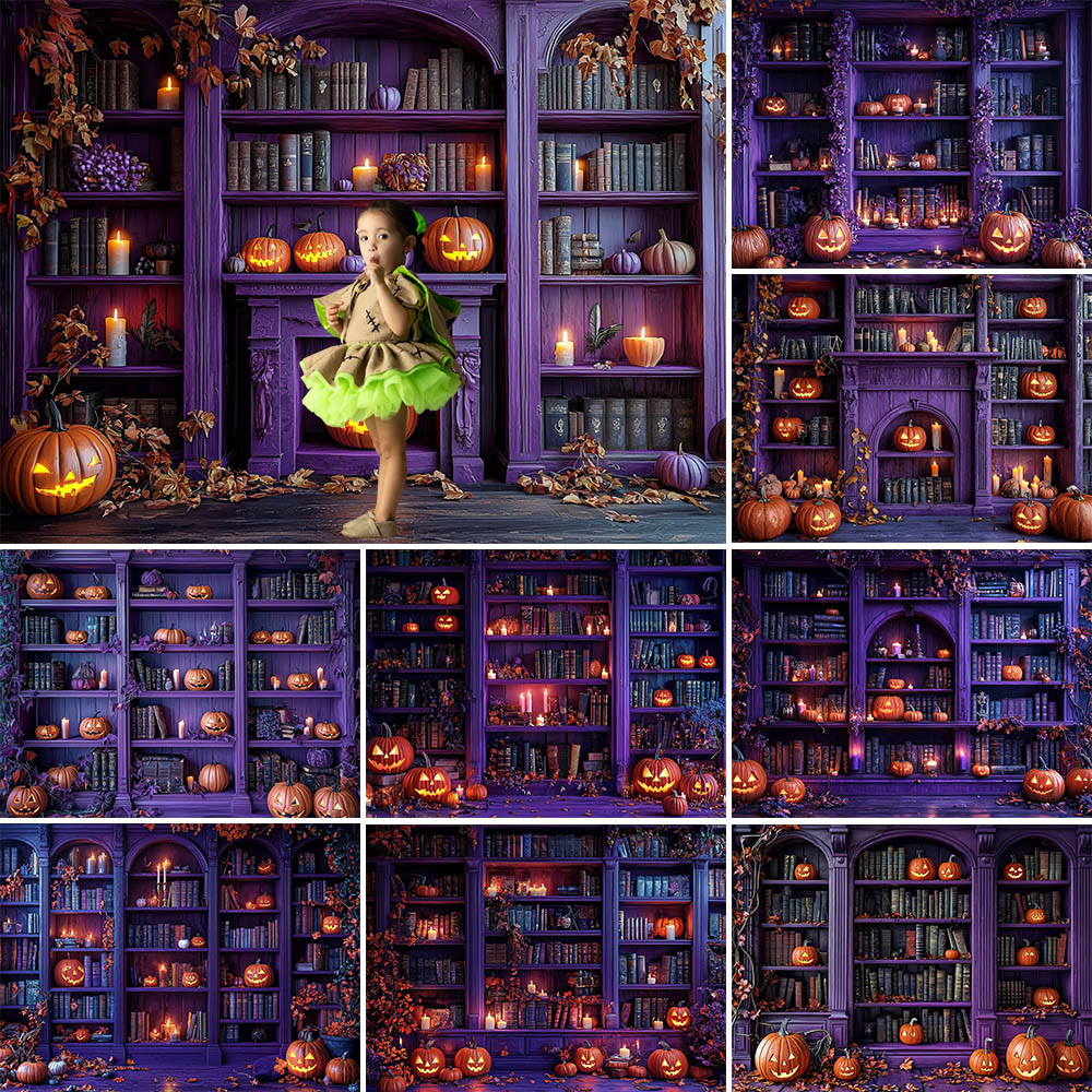ハロウィーンをテーマにした写真の背景、怖いカボチャの本棚のバ - Photography Trick のレビューと価格