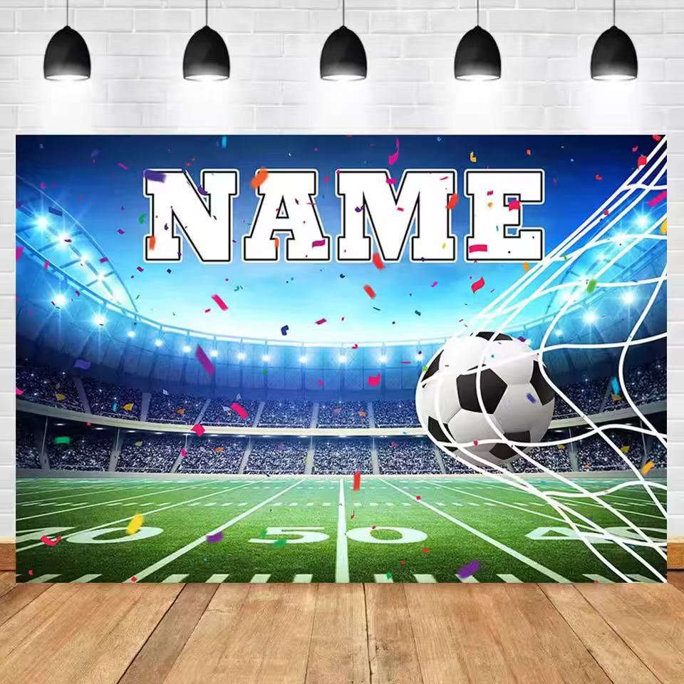 サッカー背景カスタマイズ名男の子誕生日サッカーフィールドスポ - Photography Sport のレビューと価格