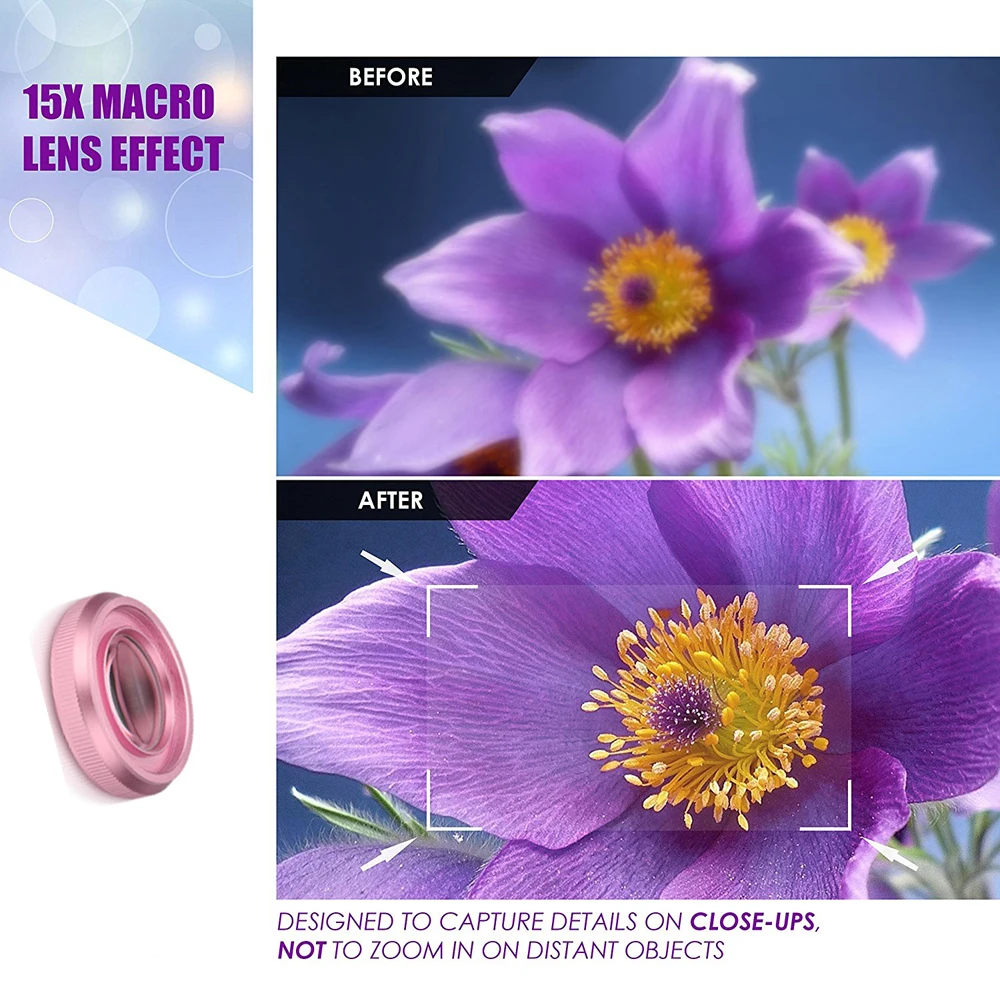 15X マクロレンズ 4K HD プロの写真電話カメラレンズ - Photography Trick のレビューと価格