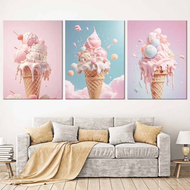 フレームなしピンクフードアイスクリームマカロンポスターとプリ - Photography Of Food のレビューと価格