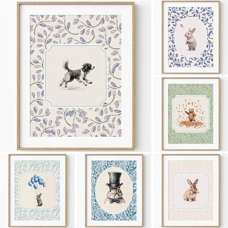 北欧ヴィンテージ動物ポスター：ウサギ、犬、白鳥、クマ、羊のフ - Photography Hobby のレビューと価格