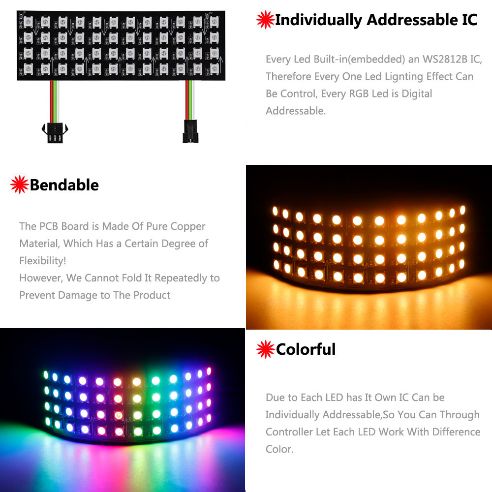 DC5V WS2812B RGB LEDパネルスクリーン 8 - Pixel Art Led Panel のレビューと価格