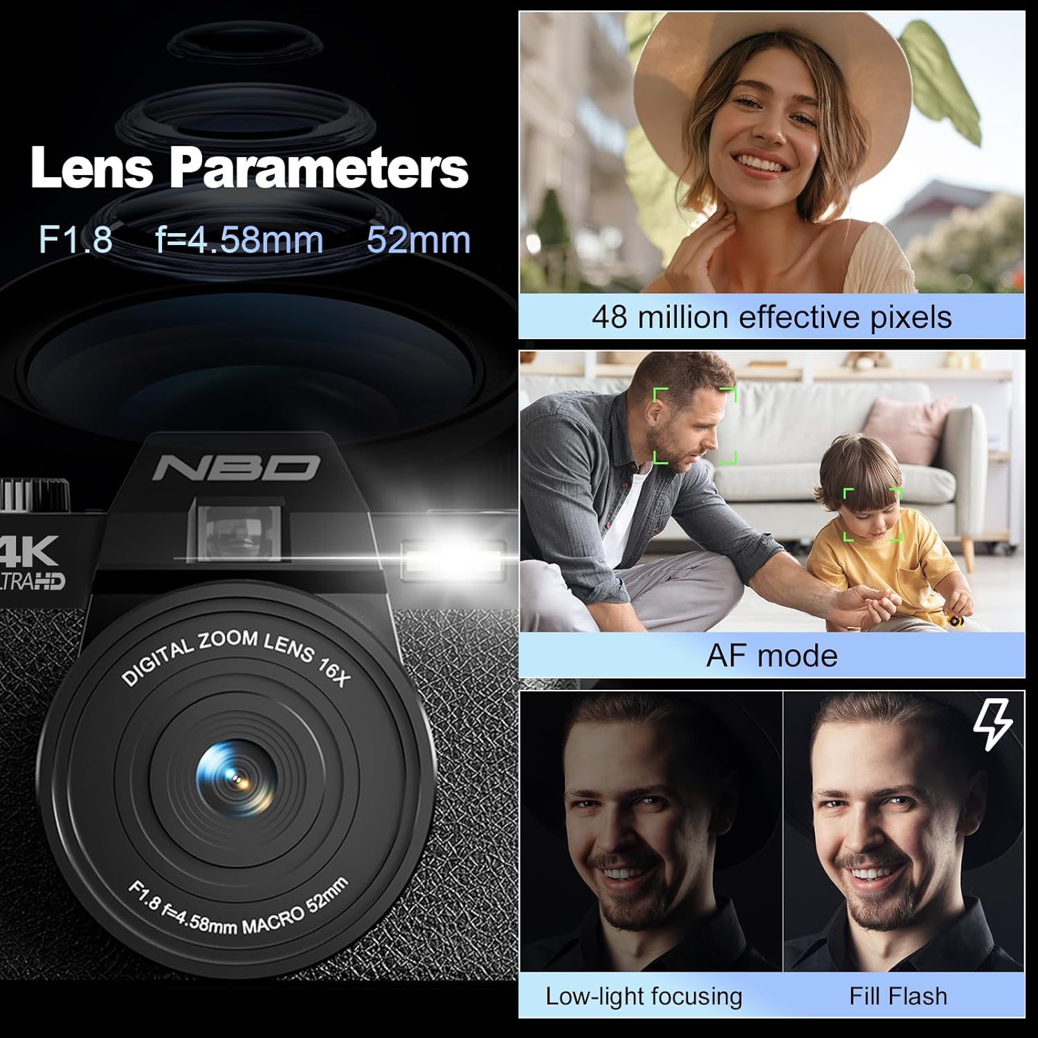 写真用NBD 4Kデジタルカメラ、48MPカメラ、16Xデジ - Photography Nature Images のレビューと価格