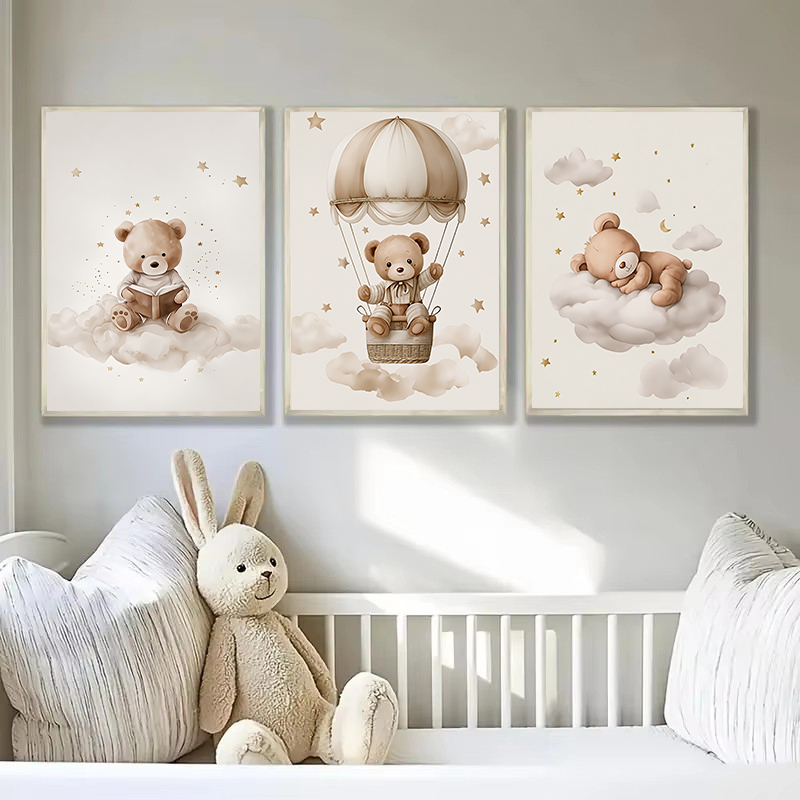 3枚セット ボヘミアン風 テディベア 動物 カスタム ベビー - Photography Image のレビューと価格