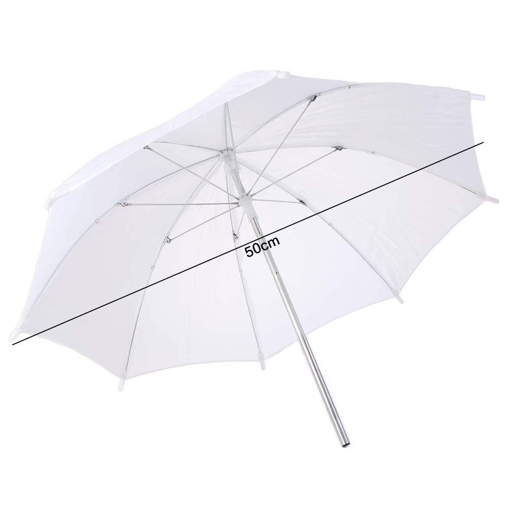 50cm/20インチ撮影用アンブレラ、金属ハンドル、ホワイト - Photography Umbrella Diffuser のレビューと価格